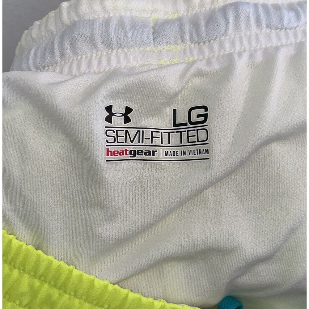 Under Armour Heatgear Semi Fitted Running Shorts Brief Womens L Large Yellow - Picture 4 of 5